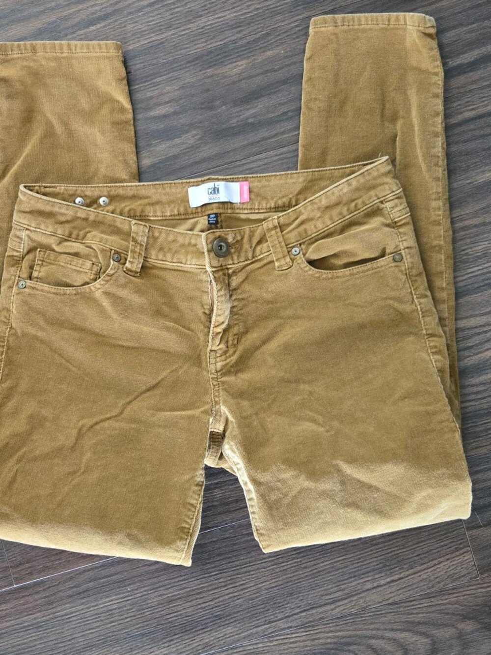 CAbi Golden Mustard Yellow Narrow Wale Corduroy Skinny Leg Pants SIZE 10